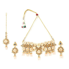 Sizzle Jewels Royal Kundan Carved Necklace Set with Earrings | Maang Tikka SIZZLE JEWELS