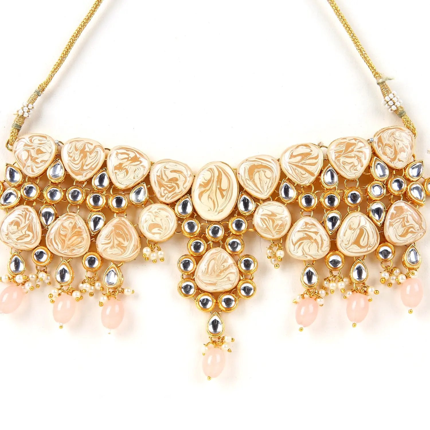 Sizzle Jewels Royal Kundan Carved Necklace Set with Earrings | Maang Tikka SIZZLE JEWELS