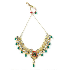 Sizzle Jewels Traditional Kundan and Meenakari Necklace Set with Green Beads β Elegant Bridal Jewellery SIZZLE JEWELS