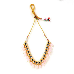 Sizzle Jewels Graceful Kundan Necklace Set with Soft Pink Beads β Traditional Gold-Plated Jewellery SIZZLE JEWELS
