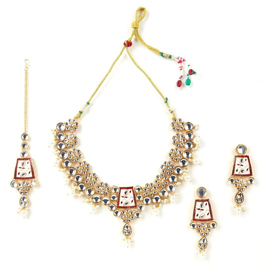 Sizzle Jewels Royal Kundan and Meenakari Bridal Necklace Set with Pearls – Heavy Gold-Plated Jewellery for Weddings | Festive Occasions SIZZLE JEWELS