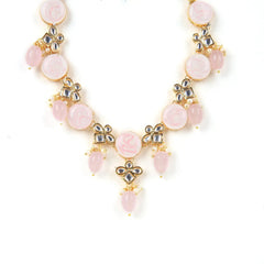 Sizzle Jewels Rose Pink Kundan Necklace Set for Women and Girls SIZZLE JEWELS