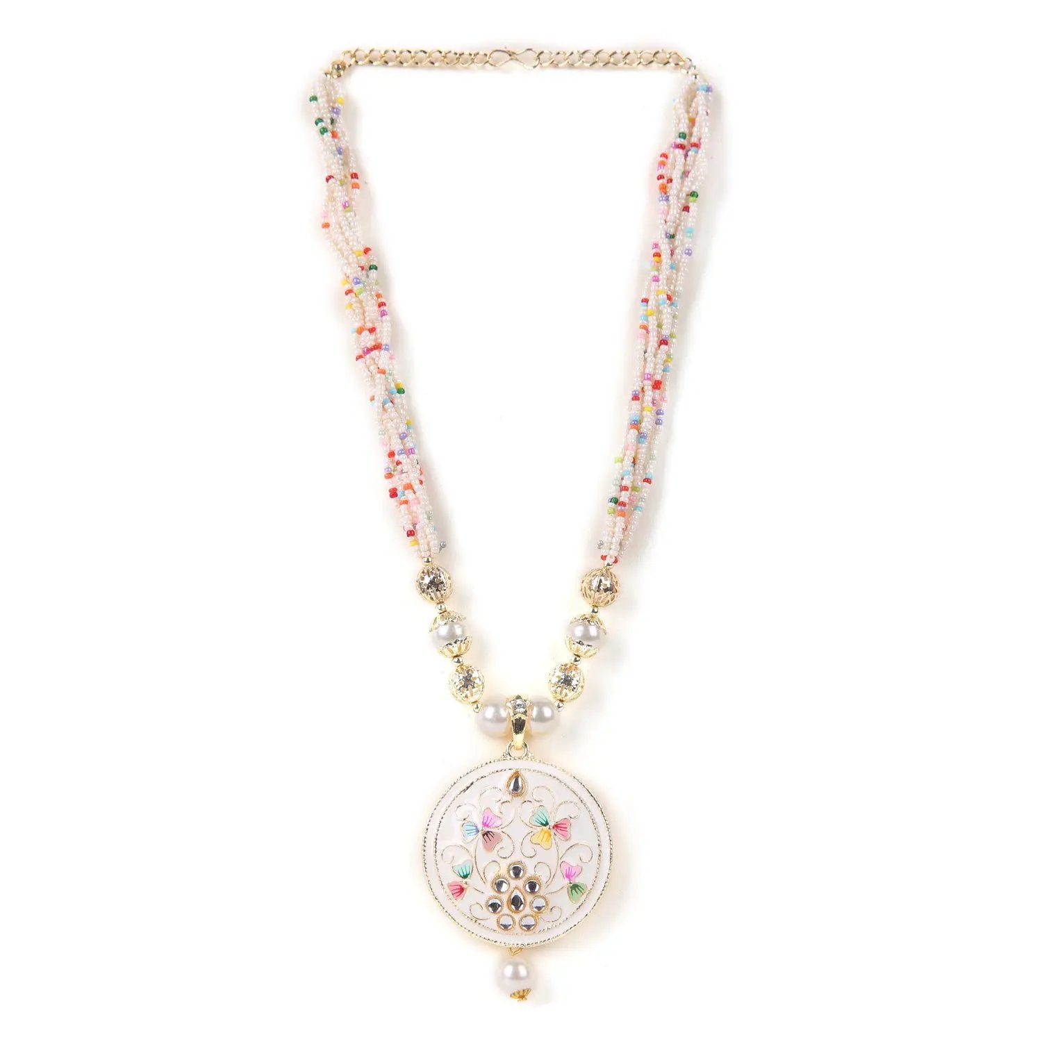 Handcrafted Meenakari Pendant Necklace Set with Multicolor Beads & Earrings β Traditional Indian Jewelry SIZZLE JEWELS