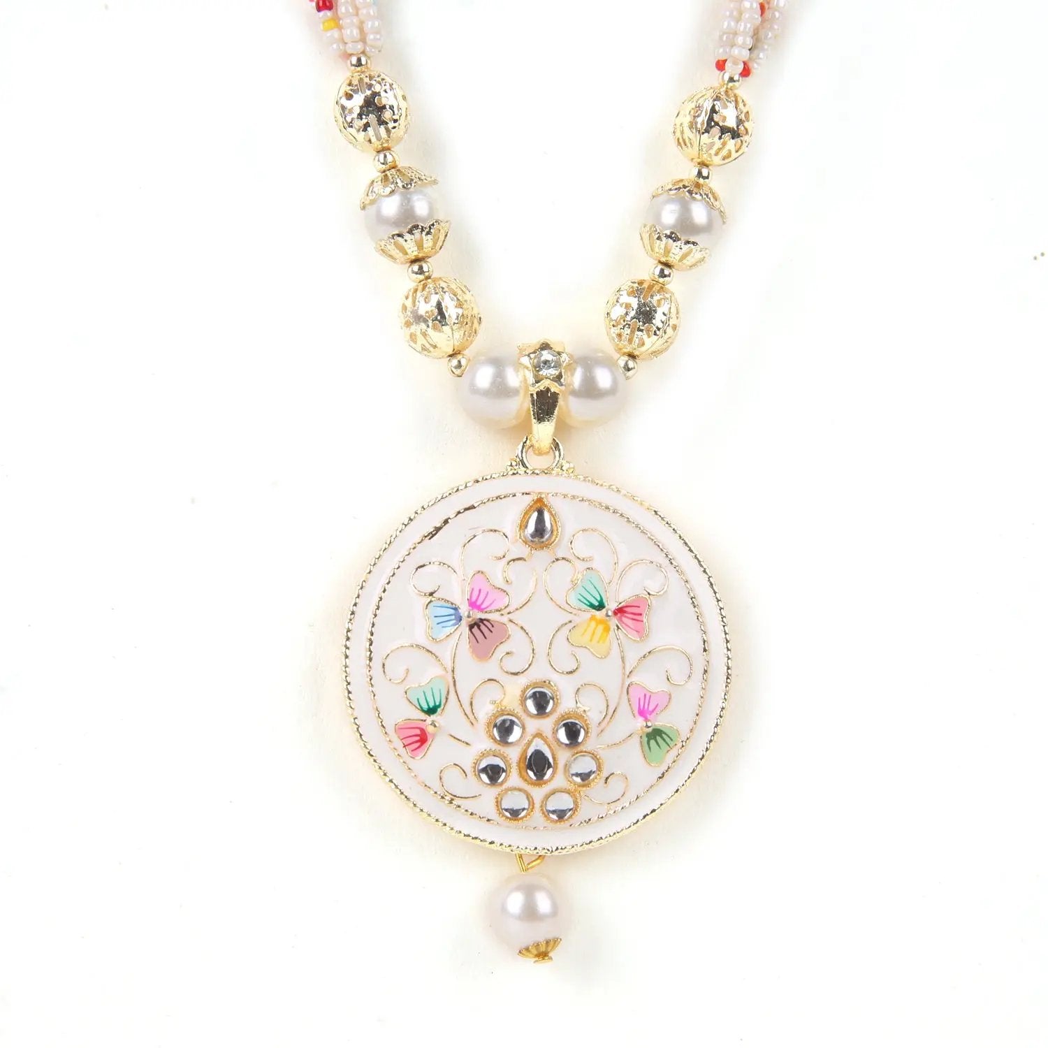 Handcrafted Meenakari Pendant Necklace Set with Multicolor Beads & Earrings β Traditional Indian Jewelry SIZZLE JEWELS