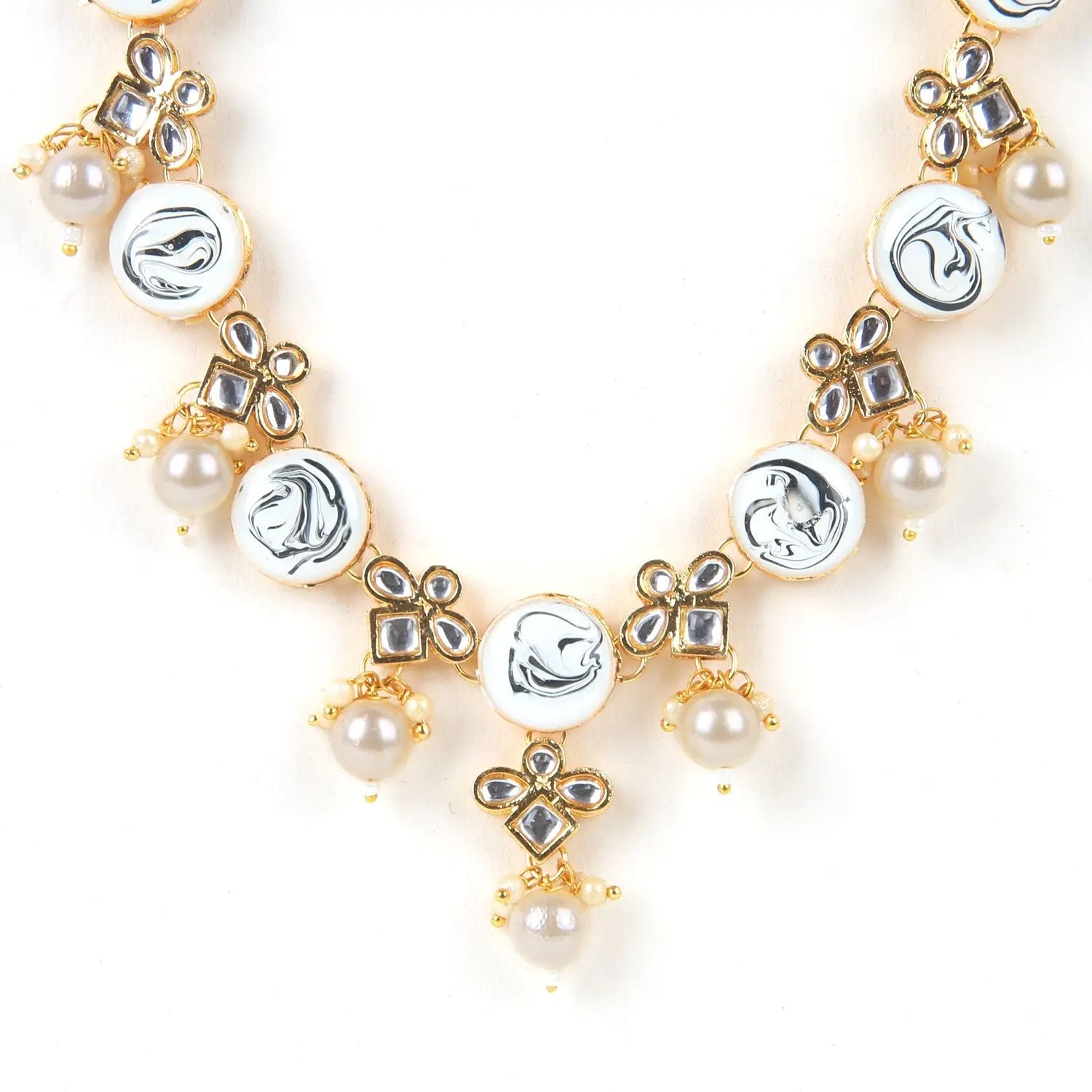 Sizzle Jewels White Kundan Pearl Necklace Set SIZZLE JEWELS
