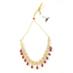 Sizzle Jewels Kundan Gold-Plated Necklace Set with Maroon Beads and Matching Earrings SIZZLE JEWELS
