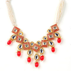Sizzle Jewels Elegant Red and Gold Kundan Bridal Jewelry Set – Traditional Necklace with Earrings and Maang Tikka SIZZLE JEWELS