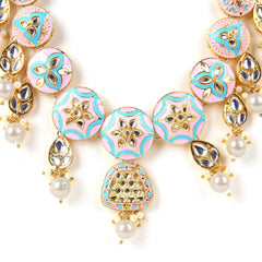 Sizzle Jewels Handcrafted Kundan Meenakari Necklace Set with Earrings SIZZLE JEWELS