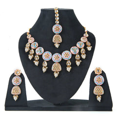 Sizzle Jewels Handcrafted Kundan Meenakari Necklace Set with Earrings SIZZLE JEWELS