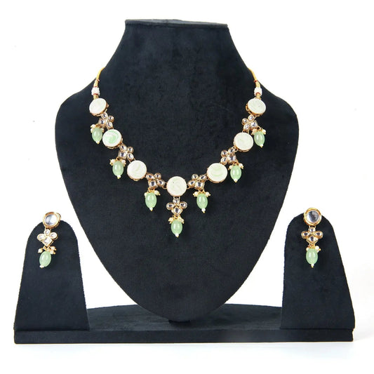 Sizzle Jewels Charming Green Bead and White Stone Necklace Set SIZZLE JEWELS