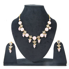 Sizzle Jewels Rose Pink Kundan Necklace Set for Women and Girls SIZZLE JEWELS