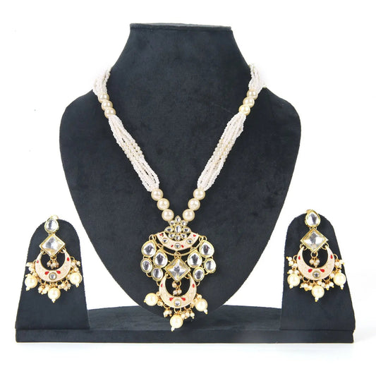 Sizzle Jewels Elegant Kundan Pearl Necklace Set with Earrings | Traditional Bridal Jewelry SIZZLE JEWELS