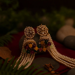 Traditional Kundan Pearl Earrings with Colorful Beads β Bridal & Festive Jewelry SIZZLE JEWELS