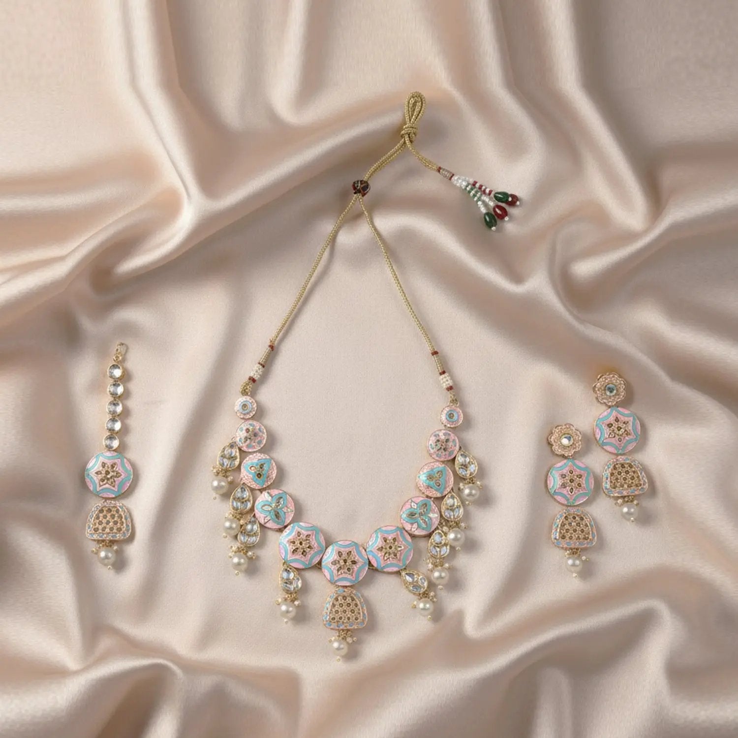 Sizzle Jewels Handcrafted Kundan Meenakari Necklace Set with Earrings SIZZLE JEWELS