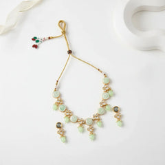 Sizzle Jewels Charming Green Bead and White Stone Necklace Set SIZZLE JEWELS