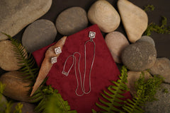 Elegant Silver-Plated Square Pendant Necklace & Earrings Set – Timeless Party & Wedding Jewelry for Women SIZZLE JEWELS