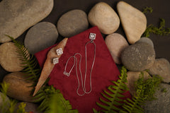 Elegant Silver-Plated Square Pendant Necklace & Earrings Set – Timeless Party & Wedding Jewelry for Women SIZZLE JEWELS