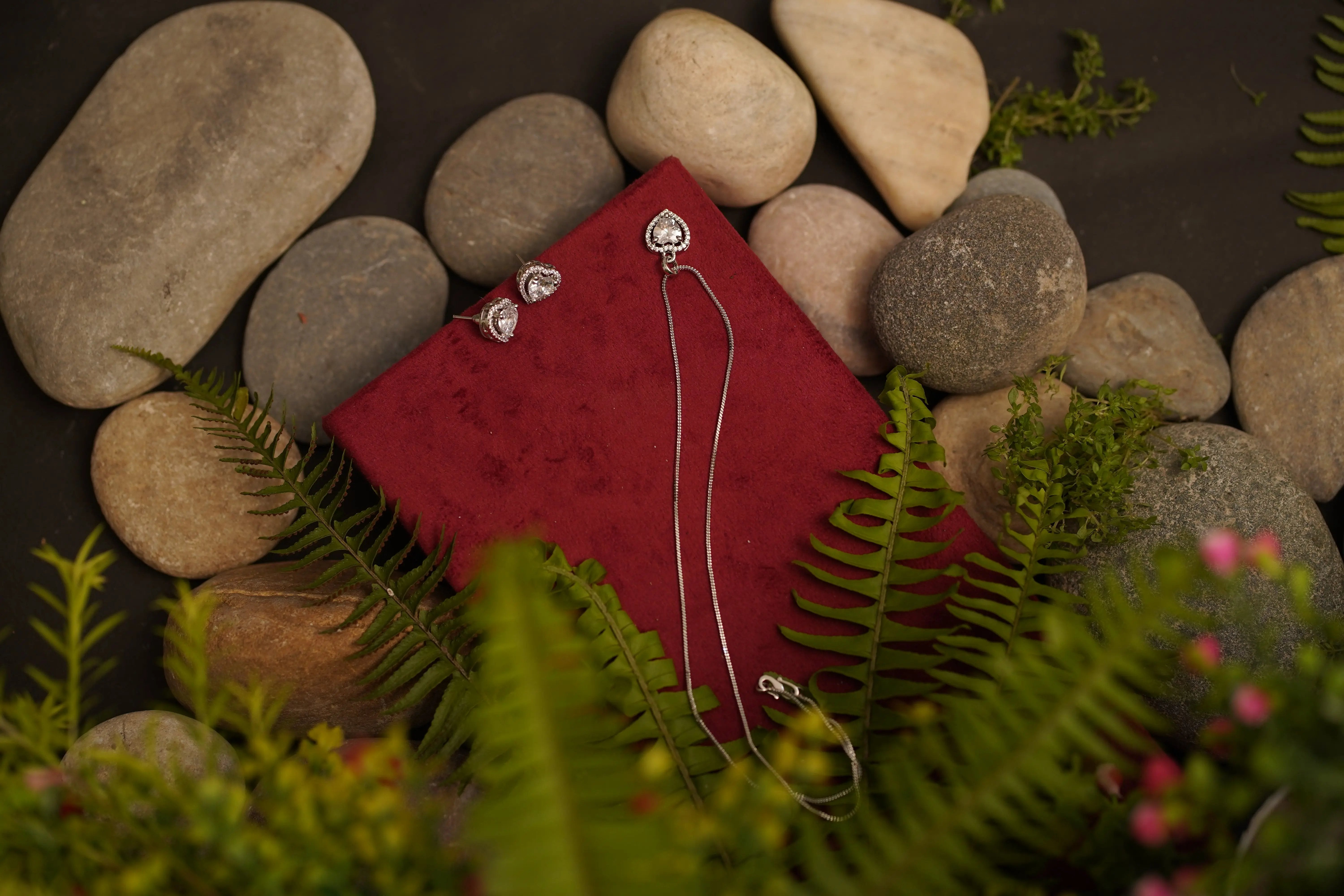 ✨ Heart Shape American Diamond Pendant with Matching Earrings – Elegant Silver Finish Jewelry Set for Women ✨ SIZZLE JEWELS