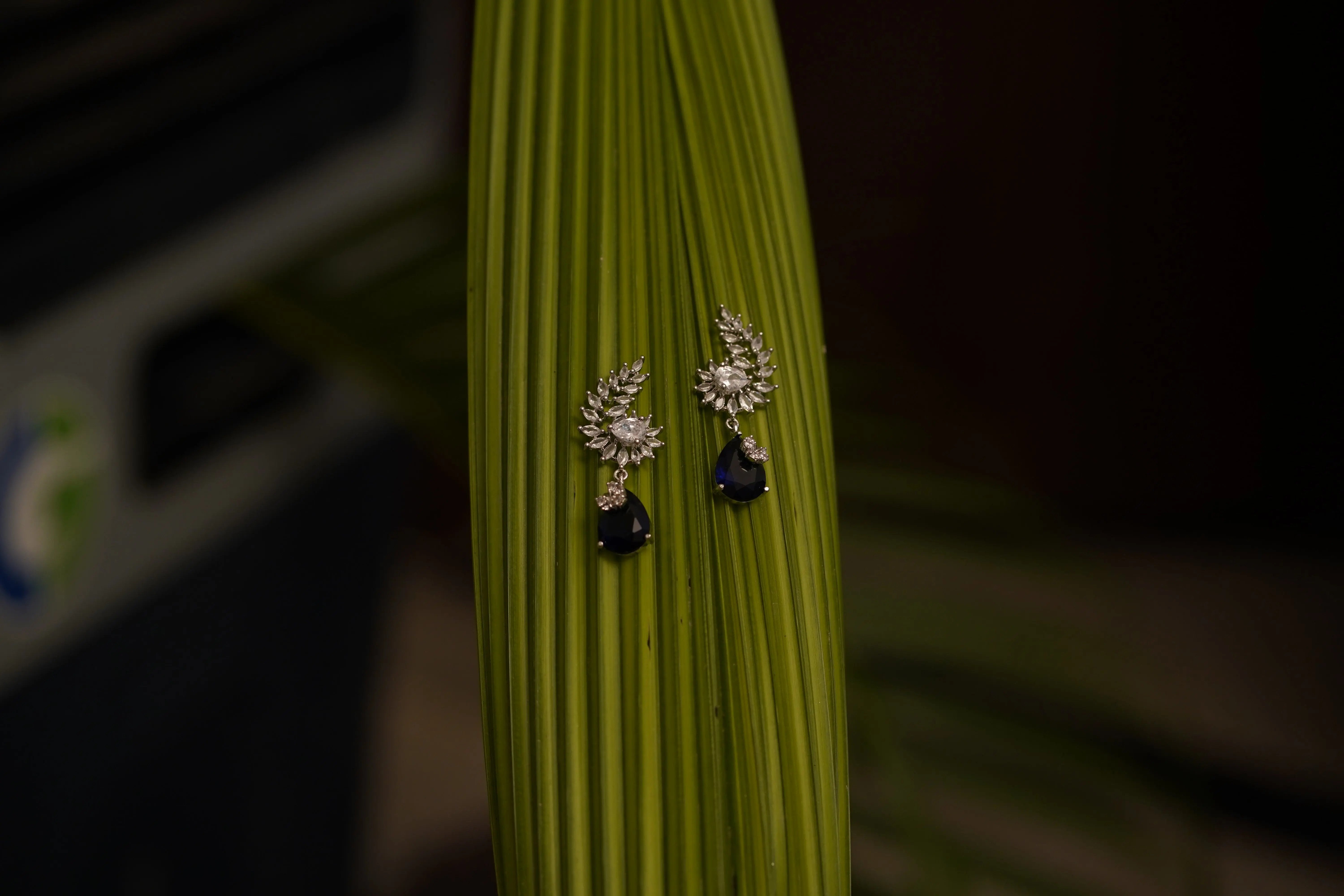 ✨ Elegant American Diamond Earrings with Blue Teardrop Stone – Designer Party & Wedding Jewelry ✨ SIZZLE JEWELS