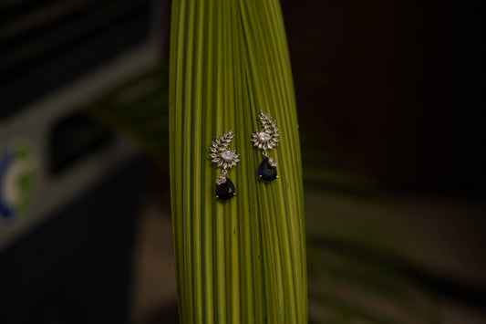 ✨ Elegant American Diamond Earrings with Blue Teardrop Stone – Designer Party & Wedding Jewelry ✨ SIZZLE JEWELS