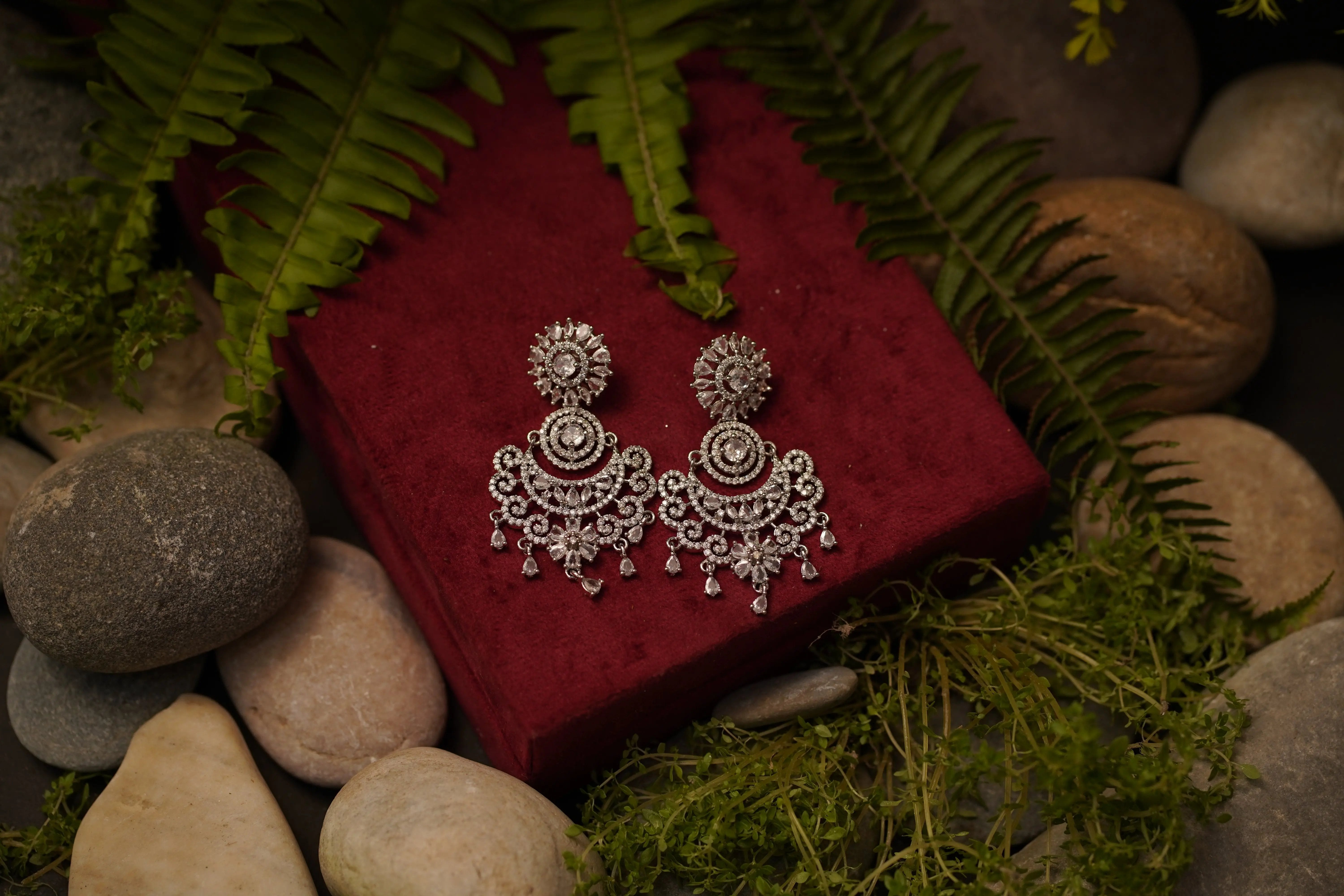 ✨ Elegant American Diamond Chandelier Earrings for Women & Girls – Sparkling Silver Finish | Party Wear, Wedding & Festive Jewelry ✨ SIZZLE JEWELS