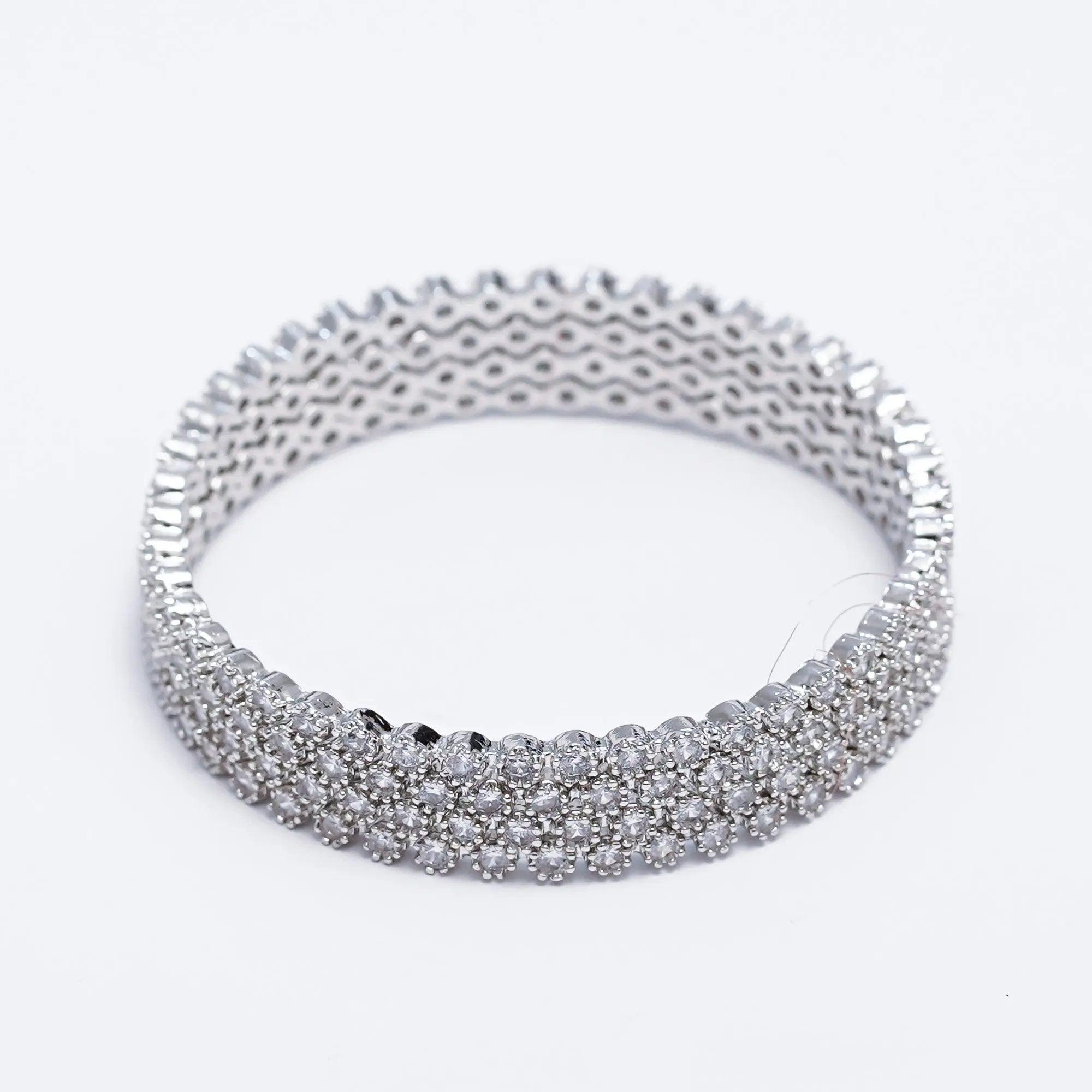 ✨ Elegant American Diamond Bangles Set – Sparkling Silver Finish ✨ SIZZLE JEWELS