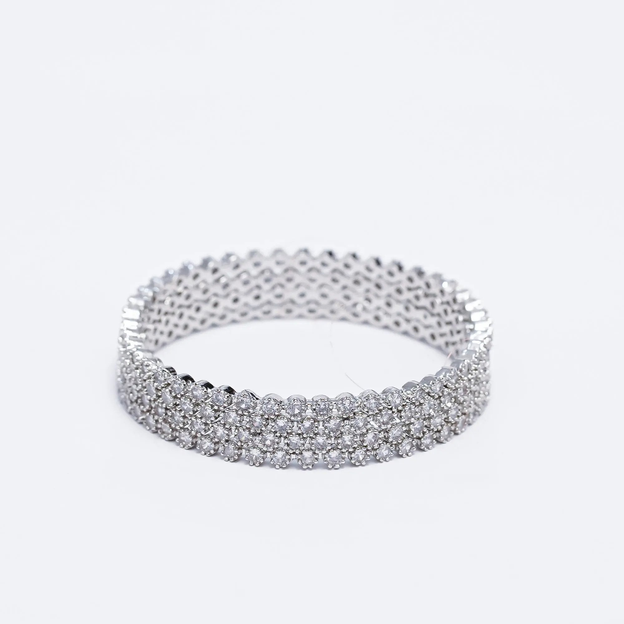 ✨ Elegant American Diamond Bangles Set – Sparkling Silver Finish ✨ SIZZLE JEWELS