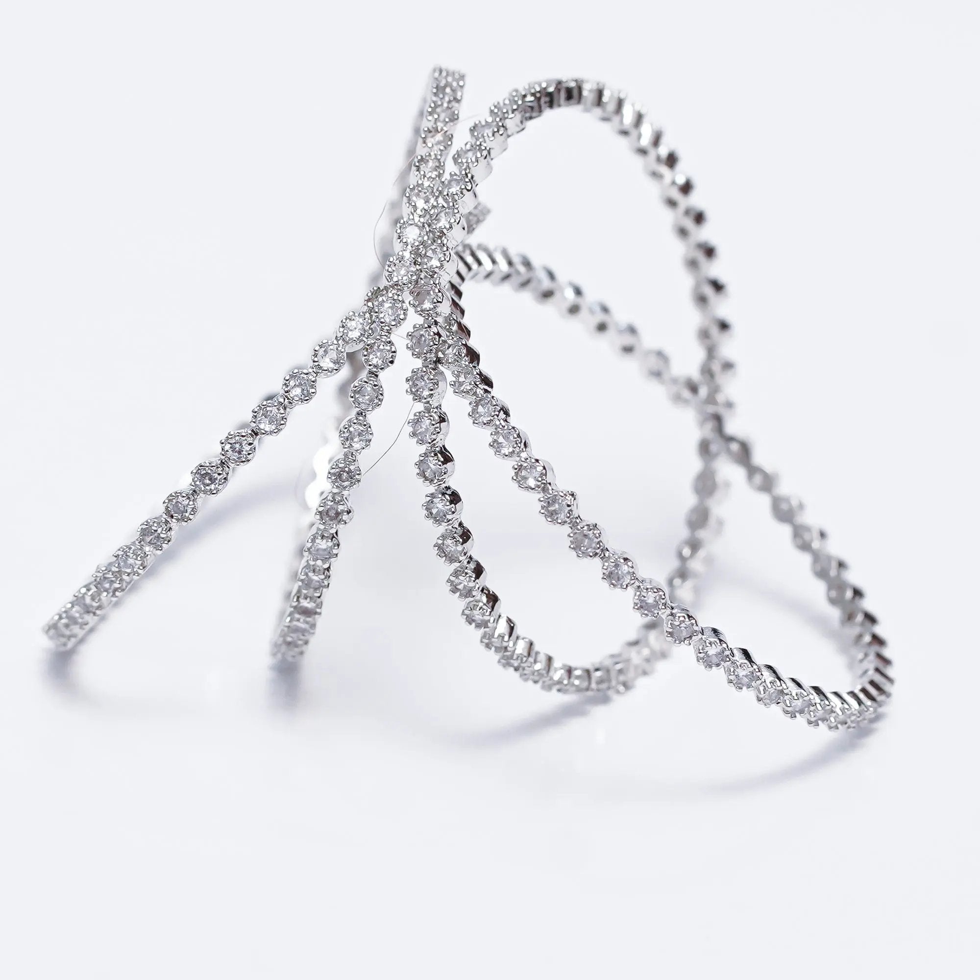 ✨ Elegant American Diamond Bangles Set – Sparkling Silver Finish ✨ SIZZLE JEWELS