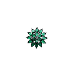 Elegant Silver-Plated Emerald Floral Adjustable Ring for Women & Girls. SIZZLE JEWELS