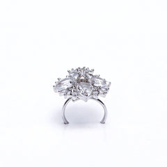 Luxury Silver-Plated Statement Ring with Sparkling CZ Stones – Elegant Cocktail & Party Jewelry for Women SIZZLE JEWELS