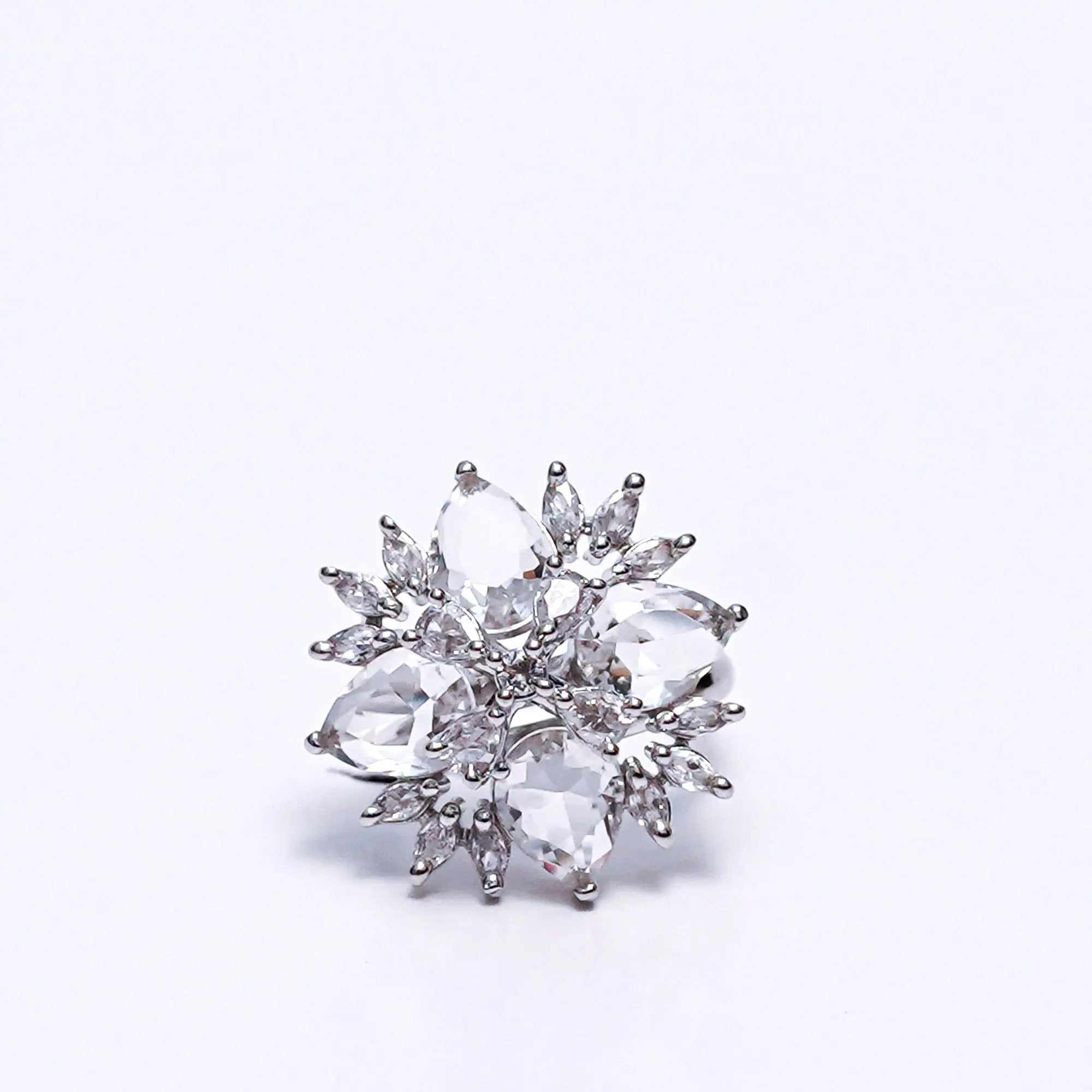Luxury Silver-Plated Statement Ring with Sparkling CZ Stones – Elegant Cocktail & Party Jewelry for Women SIZZLE JEWELS