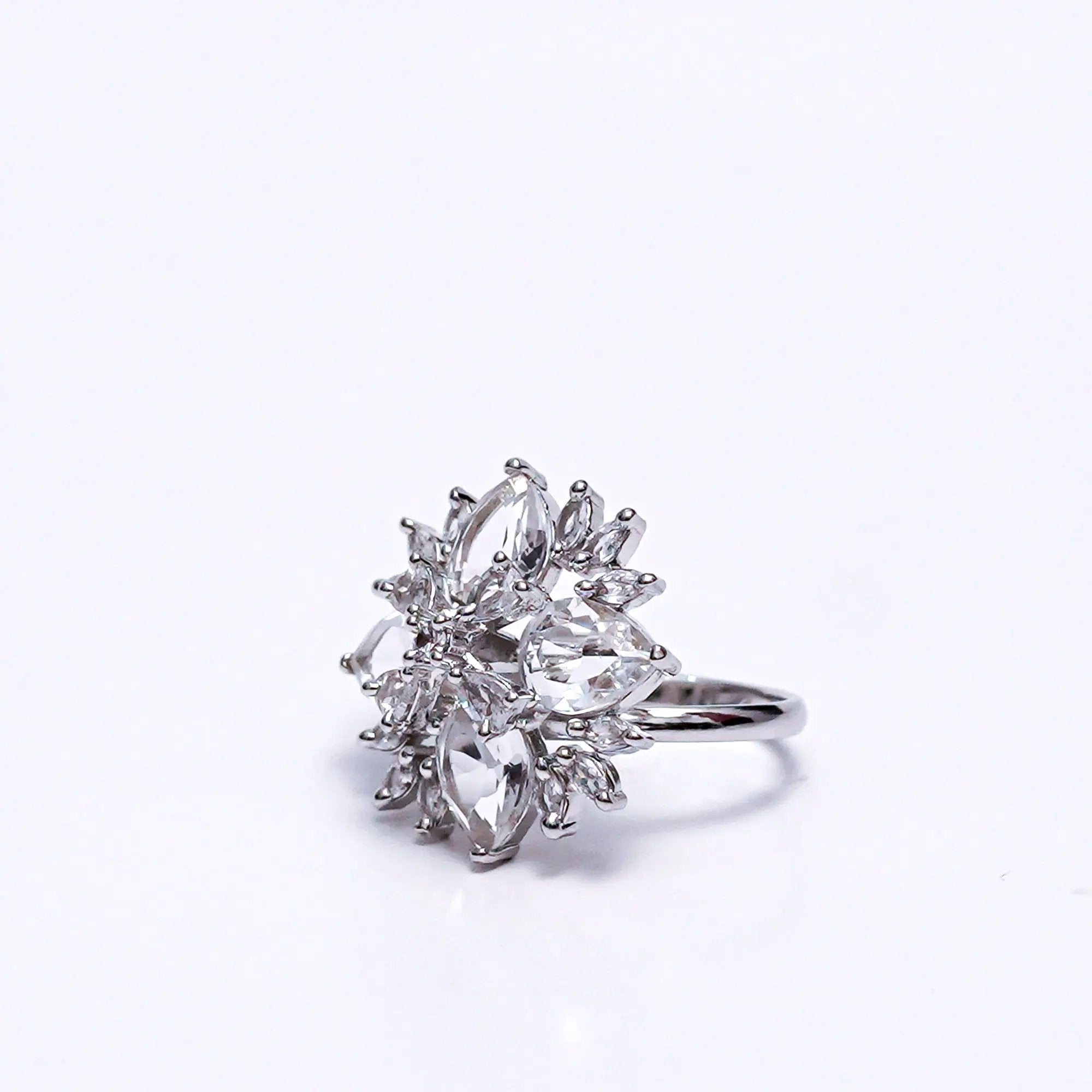 Luxury Silver-Plated Statement Ring with Sparkling CZ Stones – Elegant Cocktail & Party Jewelry for Women SIZZLE JEWELS