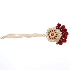 Bridal Kundan Necklace Set with Red Beads, Earrings & Maang Tikka – Traditional Indian Wedding Jewelry SIZZLE JEWELS