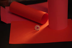 Elegant Gold-Plated Adjustable Ring with Ruby Stone & CZ Diamonds – Statement Cocktail Ring SIZZLE JEWELS