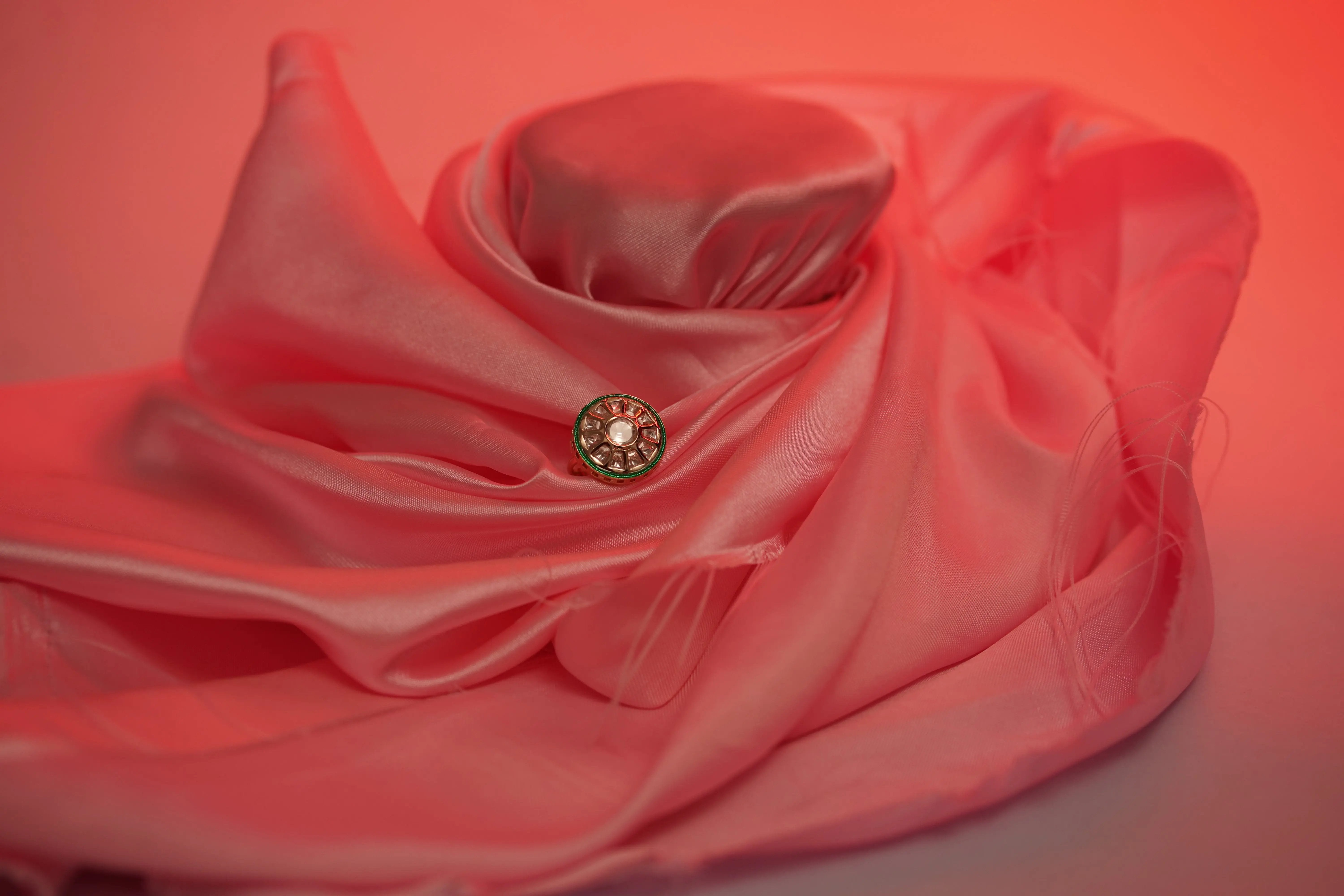 ✨ Ethnic Kundan Adjustable Ring – Traditional Green & White Stone Gold Polish Jewelry for Women & Girls ✨ SIZZLE JEWELS