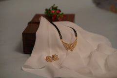 Premium American Diamond Gold Plated Mangalsutra with Earrings SIZZLE JEWELS