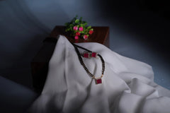 ✨ Trendy Square Pendant Mangalsutra with Ruby Red Stones – Celebrity Style Daily Wear Mangalsutra for Women ✨ SIZZLE JEWELS