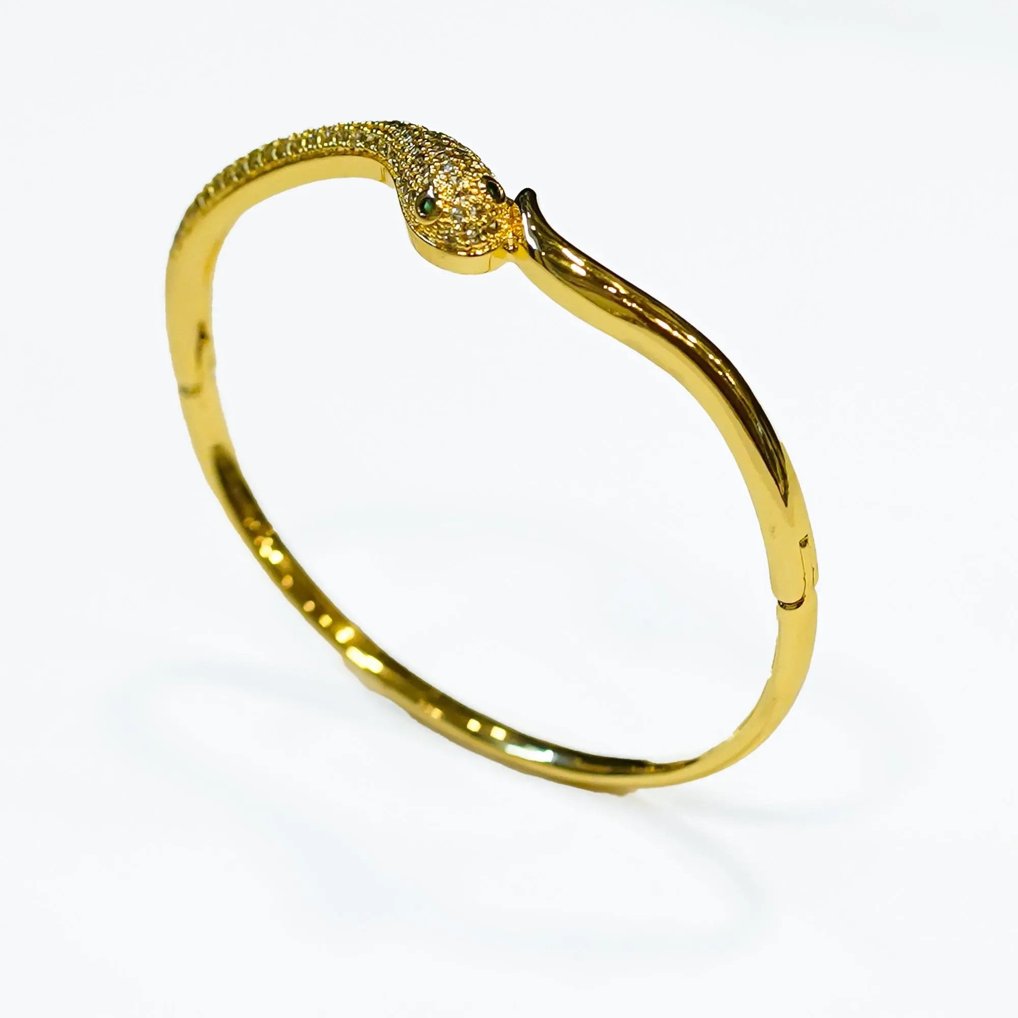 Elegant Gold Snake Design Bracelet with Sparkling Stone Accents SIZZLE JEWELS