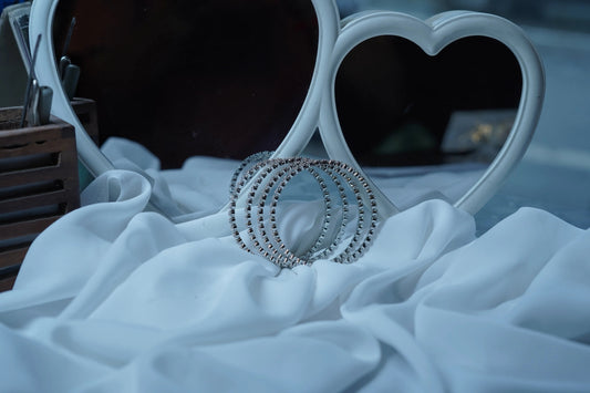 ✨ Elegant American Diamond Bangles Set – Sparkling Silver Finish ✨ SIZZLE JEWELS