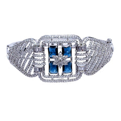 Exquisite American Diamond Free Size Bracelet with Royal Blue Accent SIZZLE JEWELS