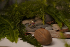 ✨ Designer Navratna Adjustable Ring – Colourful Gemstone Gold Polish ✨ SIZZLE JEWELS