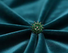 Elegant Silver-Plated Emerald Floral Adjustable Ring for Women & Girls. SIZZLE JEWELS