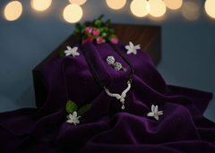 Designer Diamond Mangalsutra with Double Chain & Matching Earrings Set SIZZLE JEWELS