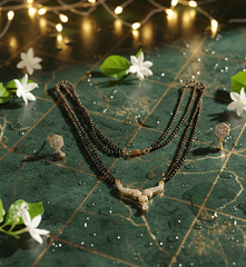 Designer Diamond Mangalsutra with Double Chain & Matching Earrings Set SIZZLE JEWELS