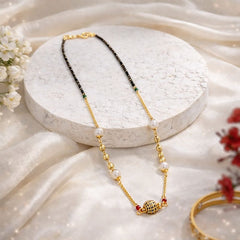 Sizzle Jewels Royal Ball Pendant Mangalsutra with Black Beads & Pearl Detailing