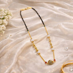 Sizzle Jewels Royal Ball Pendant Mangalsutra with Black Beads & Pearl Detailing