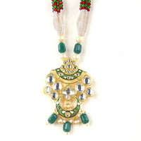Sizzle Jewels Royal Kundan and Emerald Beaded Necklace Set