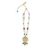 Sizzle Jewels Royal Kundan and Emerald Beaded Necklace Set