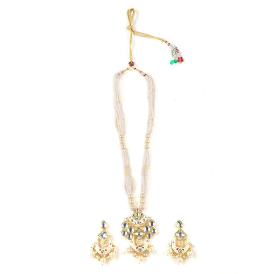 Sizzle Jewels Elegant Kundan Pearl Necklace Set with Earrings | Traditional Bridal Jewelry SIZZLE JEWELS