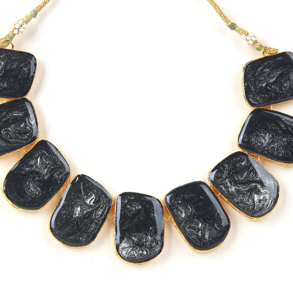 Sizzle Jewels Handcrafted Black Quartz Necklace Set